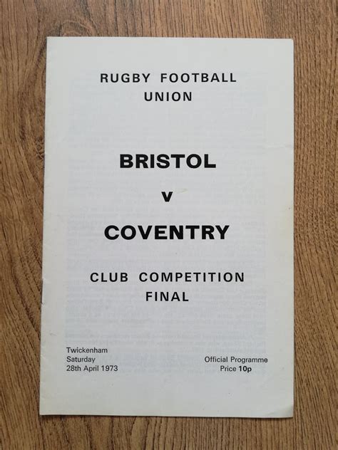 Bristol Vs Coventry Rfu Club Cup Final Rugby Programme