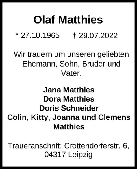 Traueranzeigen von Olaf Matthies Märkische Onlinezeitung Trauerportal