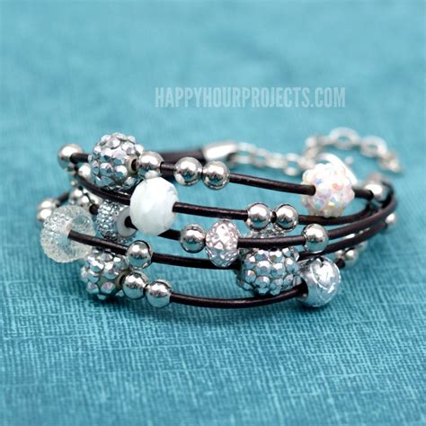 Diy Leather Bracelet Bling Beads Happy Hour Projects