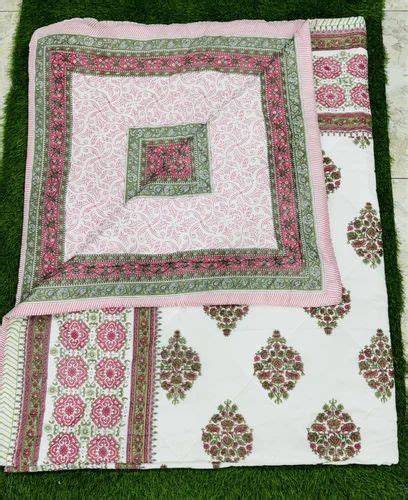 Original Jaipuri Cotton Mul Mul Hand Block Print Double Bed Quilted