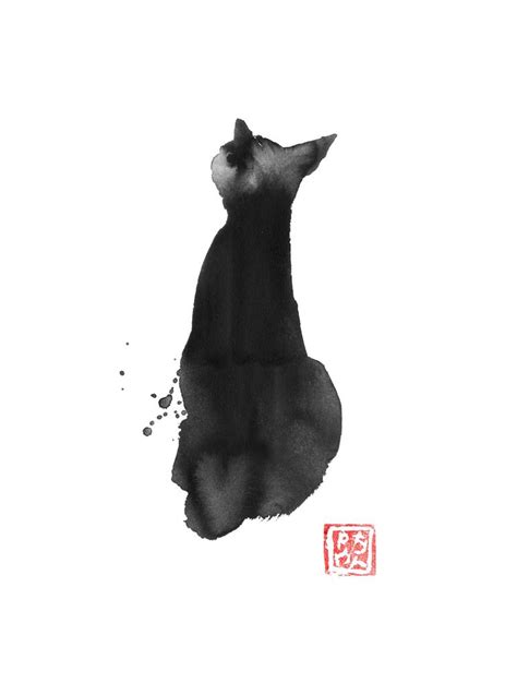 Black Cat Back Drawing By Pechane Sumie Saatchi Art