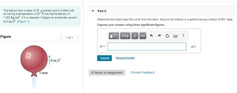 Solved The Balloon Has A Mass Of 30 G Empty And It Is Chegg