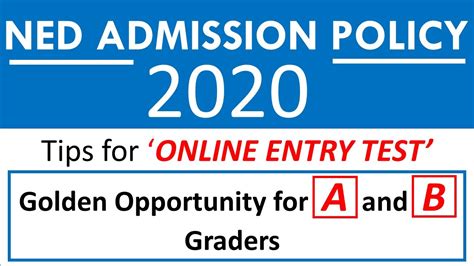 Ned University Admission Policy 2020 Golden Opportunity For A And B