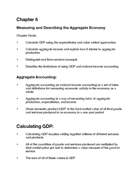 Economic - summaries of chapter 5 with keywords - Chapter 5 Measuring