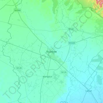 Roorkee topographic map, elevation, terrain