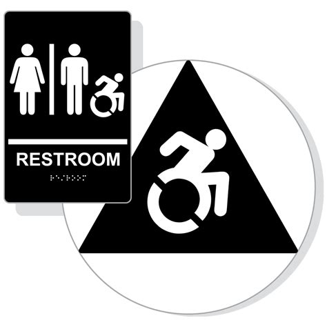 Braille Unisex Restroom Sign Set With Dynamic Accessibility Symbol RRE