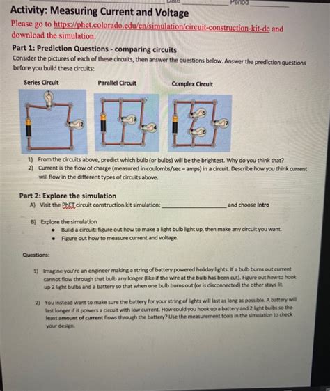 Solved Udle Period Activity Measuring Current And Voltag Chegg