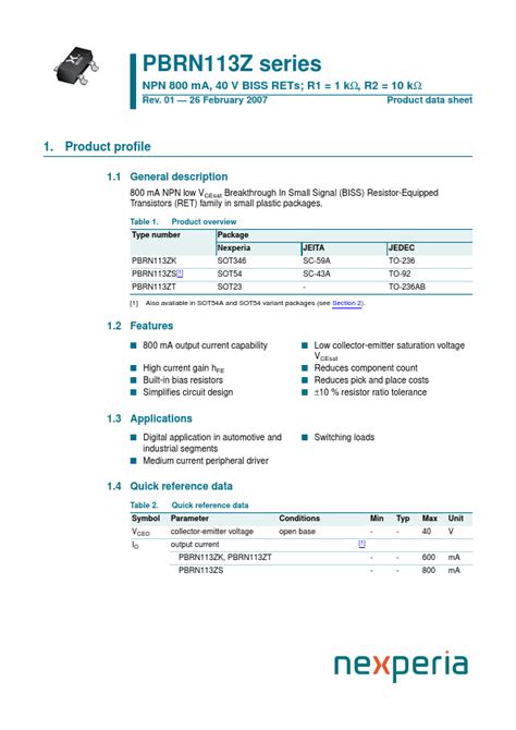 Pdf Pbrn Zt Datasheet Nexperia