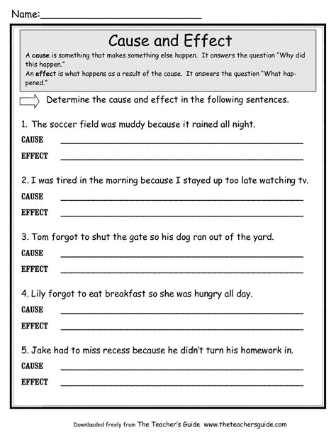 Free Cause And Effect Worksheets