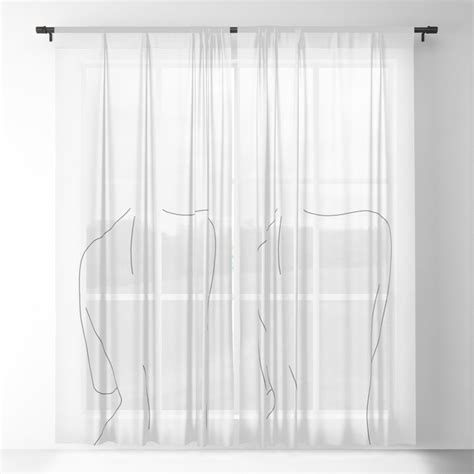 Nude Back Line Drawing Illustration Drew Sheer Curtain By The Colour