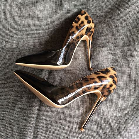 New Lady Leopard Patent Leather Pumps Pointed Toe 10 12cm Stiletto