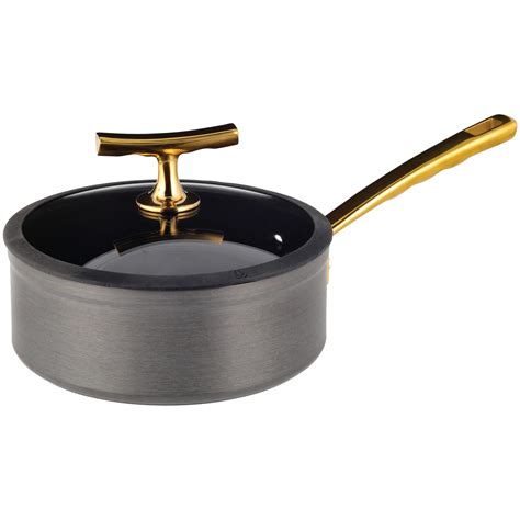 Kitchen And Table Black And Gold Non Stick 2 Quart Forged Sauce Pan With