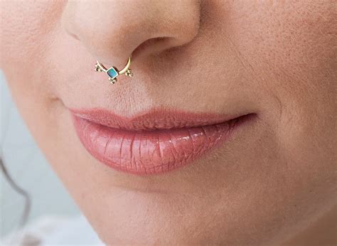 Dainty Septum Ring Gold Septum Ring Solid Gold Septum Ring Etsy