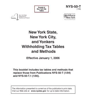 Fillable Online Nys T Nys New York State Withholding Tax Tables