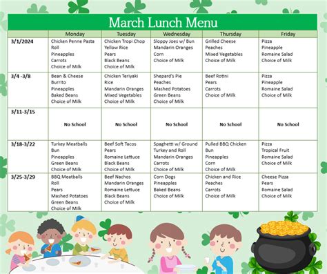 Lunch Menu - Christian Preparatory Schools