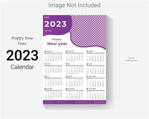 2023 New Year Wall Calendar Design Template Easy Editable Business One