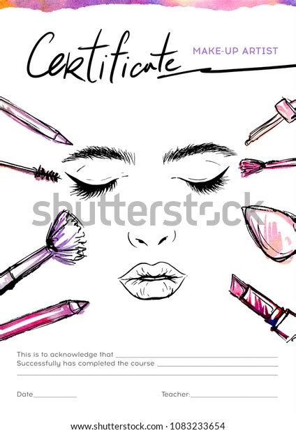 Certificate School Makeup Artists Female Face Stock Vector Royalty