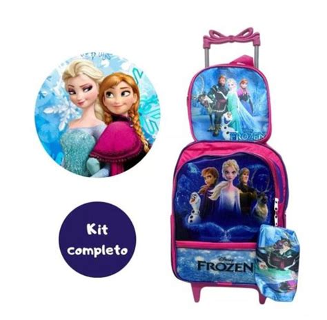 Kit Mochila Rodinha Lancheira Estojo Menina Volta As Aulas Mochila