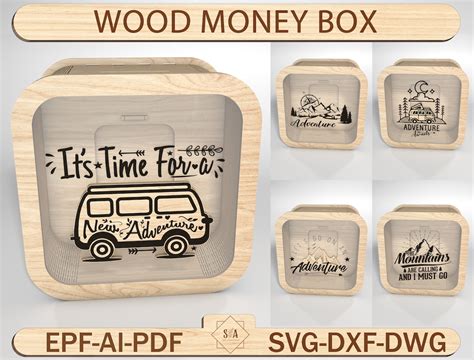 Wood Kids Money Box Svgpiggy Bank Svg Savings Box Svgsvg Files For