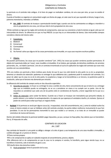 Resumen 2 Parcial Obligaciones Y Contratos CONTRATO DE PERMUTA La