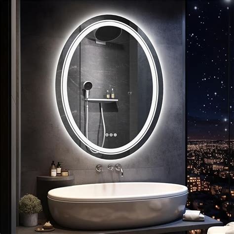 Luvodi Led Lighted Bathroom Mirror X Mm Oval Makeup Mirror With