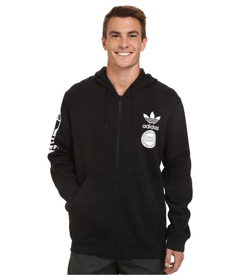 Adidas Originals Cotton Street Graphic Full Zip Hoodie In Blackwhite