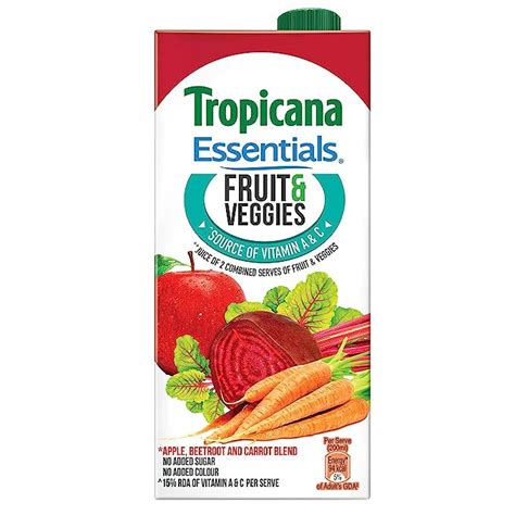 Tropicana Essentials Fruits And Veggies 1l Grocery