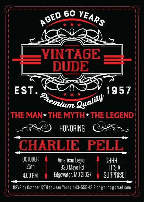 Vintage Dude Invitation The Man The Myth The Legend Etsy Vintage