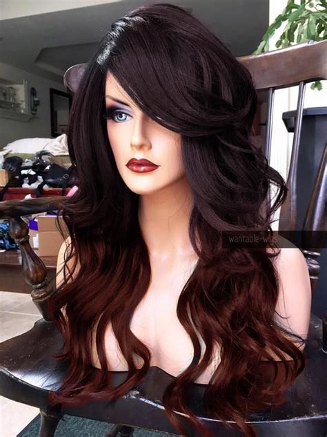 Auburn Lace Front Wig Red Brown Black Curly Heat Safe Etsy Hot Hair Styles Lace Front