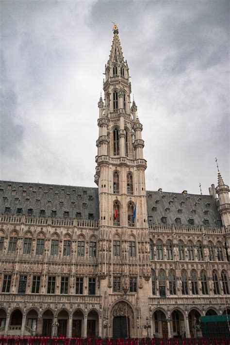 Vertical Shot Of Town Hall On The Grand Place In Brussels Belgium With