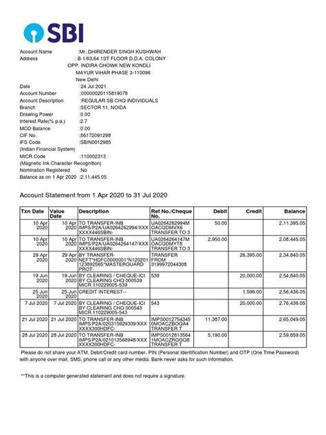 Account Statement From 1 Apr 2020 To 31 Jul 2020 Txn Date Value Date Description Ref Nocheque