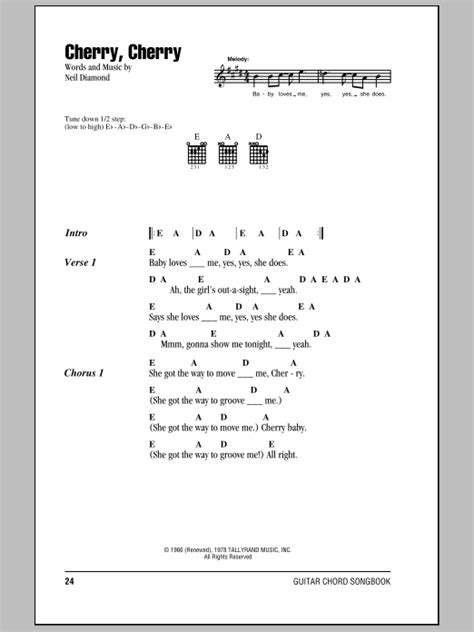 Cherry, Cherry by Neil Diamond - Guitar Chords/Lyrics - Guitar Instructor