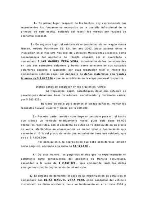 Querella Infraccional Y Demanda De Indemnizacion De Perjuicios Uda Pdf