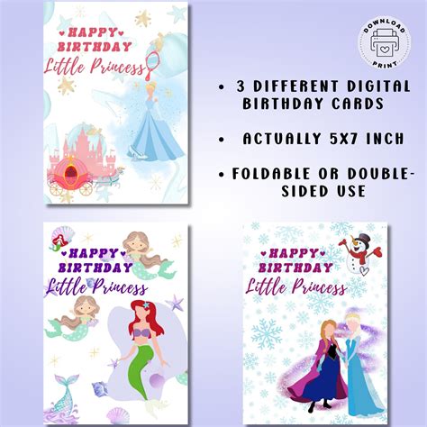 Disney Birthday Card, Princess Birthday Card, Printable Birthday Card, Happy Birthday Card ...