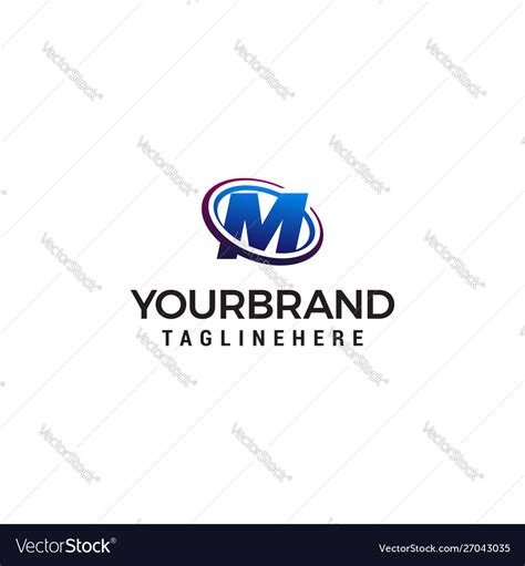 Swoosh Letter M Technology Logo Concept Template Vector Image