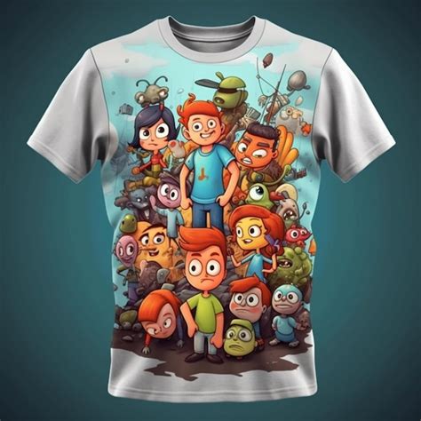 Premium Photo | A t shirt with a cartoon character group of people ...