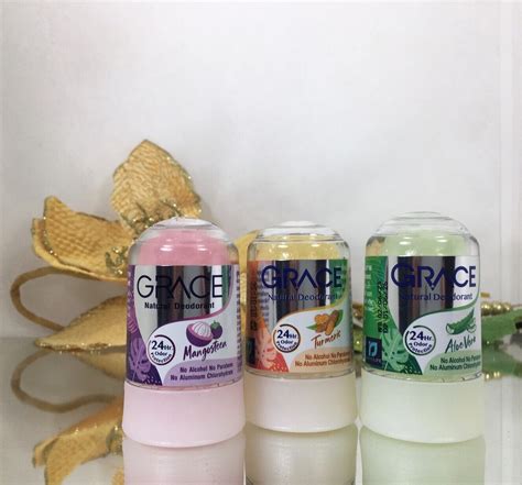 2 X 70g Grace Natural Deodorant Alum Roll On Mangosteen Formula Stop