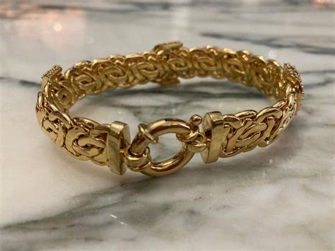 18K Gold Plated Italy Byzantine Bracelet CZ Gold Bracelet Gold Plate