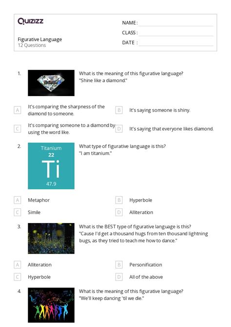 50 Figurative Language Worksheets On Quizizz Free And Printable