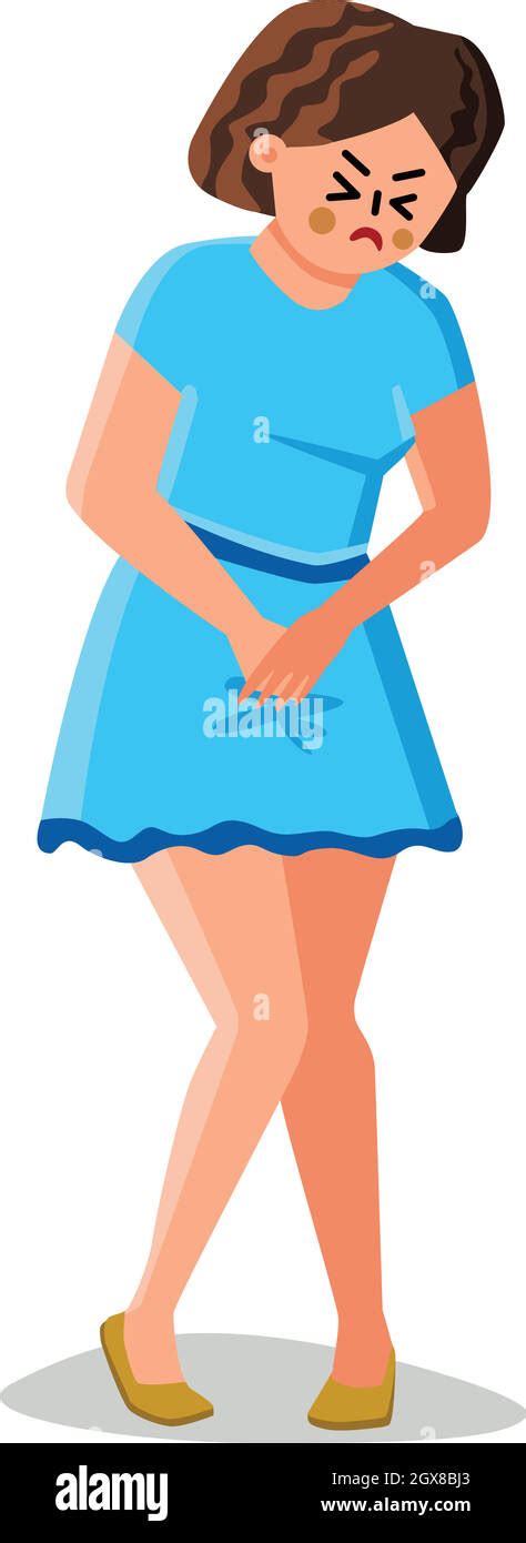 Woman With Urine Urgency Holding Crotch Vector Stock Vector Image Art