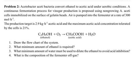 Solved Problem Acetobacter Aceti Bacteria Convert Ethanol Chegg