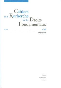 Cahiers De La Recherche Sur Les Droits Fondamentaux N