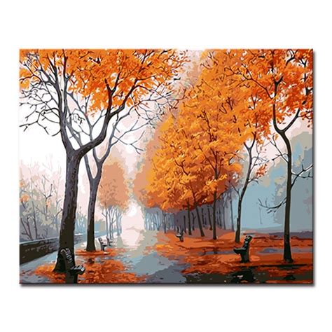 Romantic Autumn Trees Diy Painting By Numbers Kit