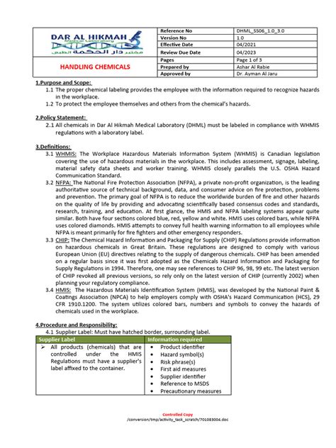 Labeling Chemicals | PDF