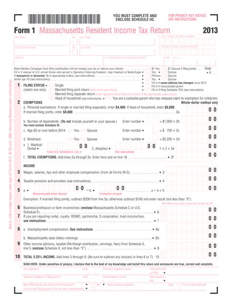 Massachusetts Tax Form Printable Forms Free Online