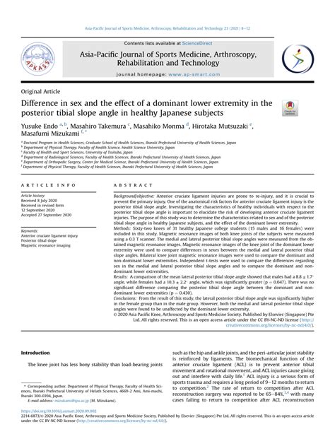 PDF Difference In Sex And The Effect Of A Dominant Lower Extremity In