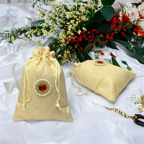 Jute Potli Bags Eid Gifts Favor Indian Muslim Punjabi Wedding Favor