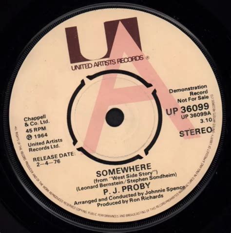 Pj Proby Somewhere 7 Vinyl Uk United Artists 1976 Demo Reissue Of 1964 Eur 724 Picclick Fr