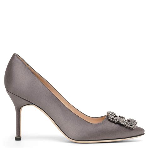 Manolo Blahnik Hangisi Dark Grey Satin Pumps In Gray Lyst