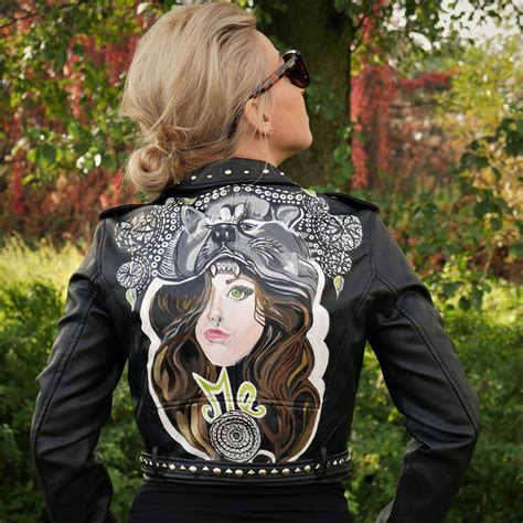 Hand Painted Jacket Hand Crafted Custom Made Biker Jacket Custom